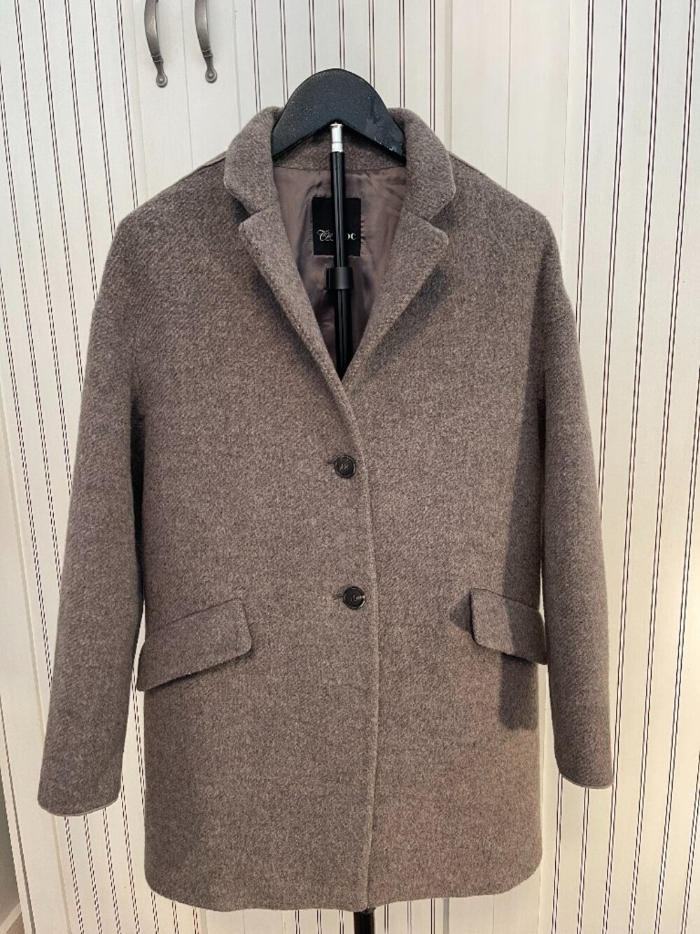 ZOOC Gray Minimalist Wool Blend Coat | Korean Designer Winter Coat | Size S-M